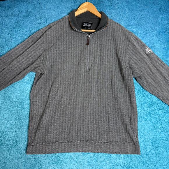 Straight Down Other - Straight Down Men’s 1/4 Zip Louis Martini Sweatshirt – Size L – Gray 100% Cotton